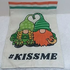 St. Patrick's Day Kiss Me Gnome Garden Flag
